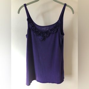 Purple Cami with Embellished Neckline